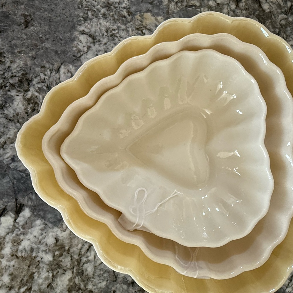 Cream and Tan Scalloped Ceramic Accent Dishes